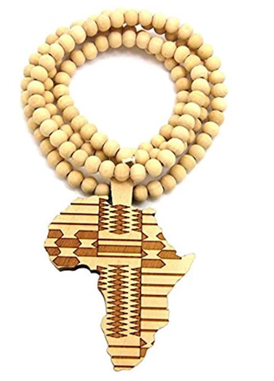 Africa Map Wooden Hip Hop Necklace