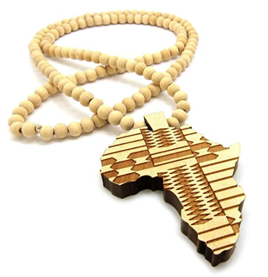 Africa Map Wooden Hip Hop Necklace